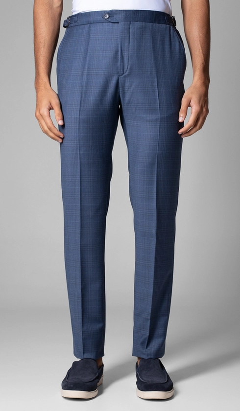 Calça Social Xadrez com Fivela Super 120