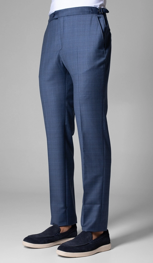 Calça Social Xadrez com Fivela Super 120