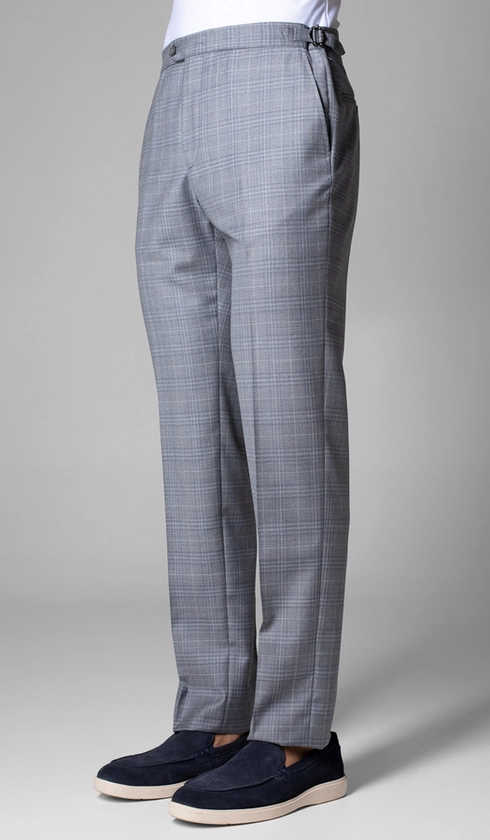 Calça Social Xadrez com Fivela Super 120