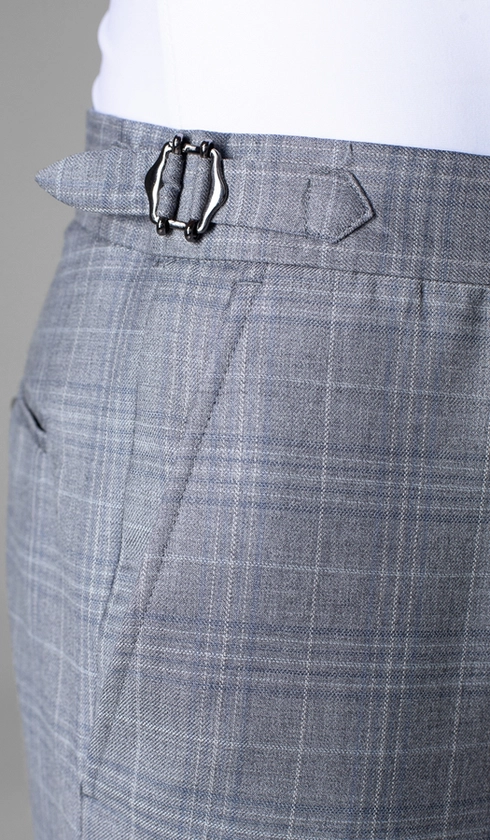 Calça Social Xadrez com Fivela Super 120