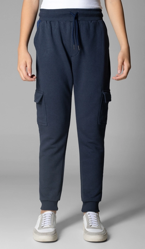 Calça Cargo Moletom Detalhe em Nylon