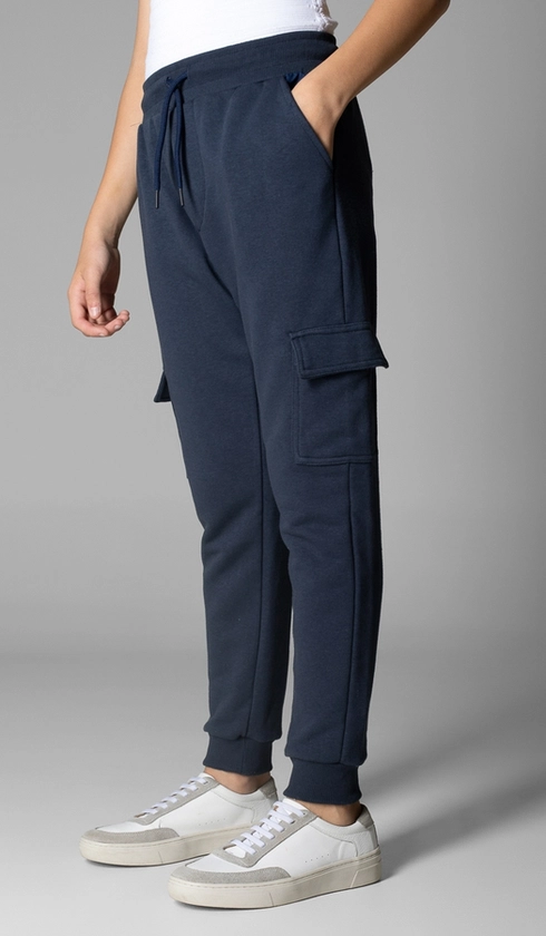 Calça Cargo Moletom Detalhe em Nylon
