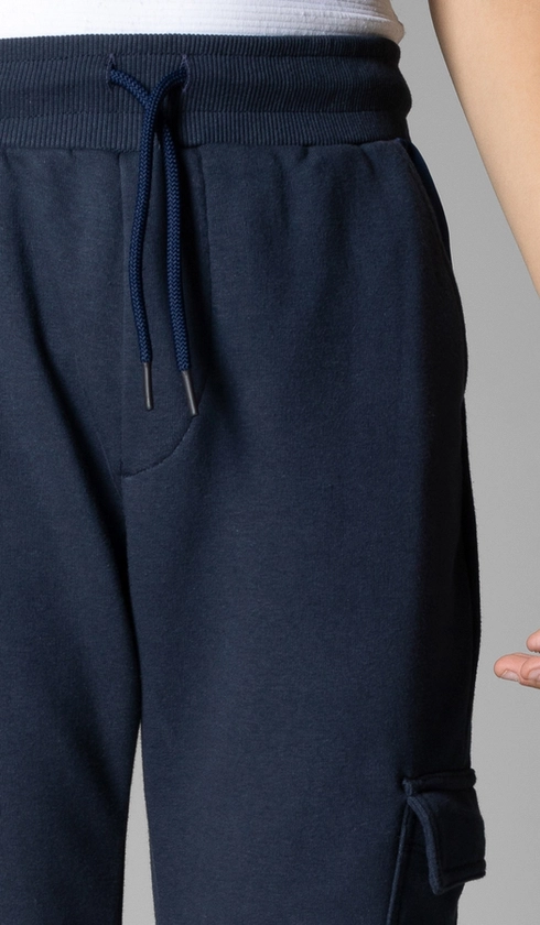 Calça Cargo Moletom Detalhe em Nylon