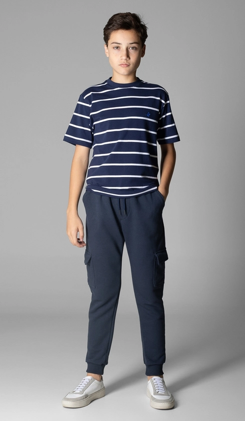Calça Cargo Moletom Detalhe em Nylon