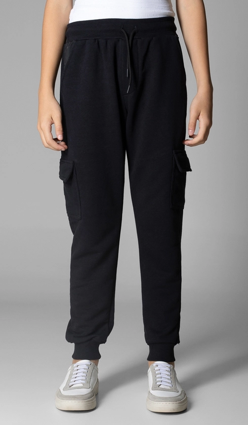 Calça Cargo Moletom Detalhe em Nylon