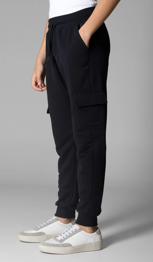 Calça Cargo Moletom Detalhe em Nylon