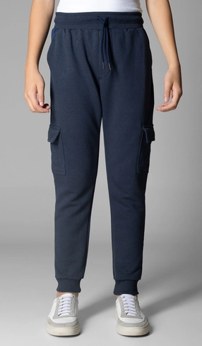 Calça Cargo Moletom Detalhe em Nylon