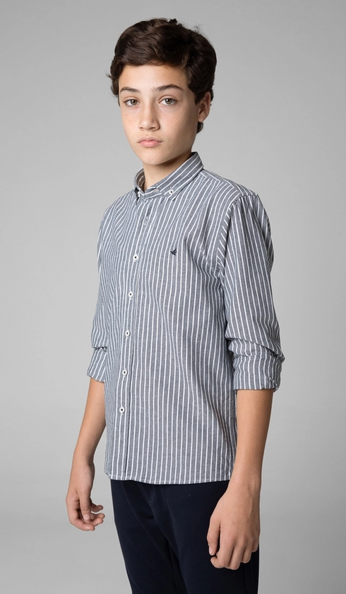 Camisa Manga Longa Listrada Oxford com Bottom Down