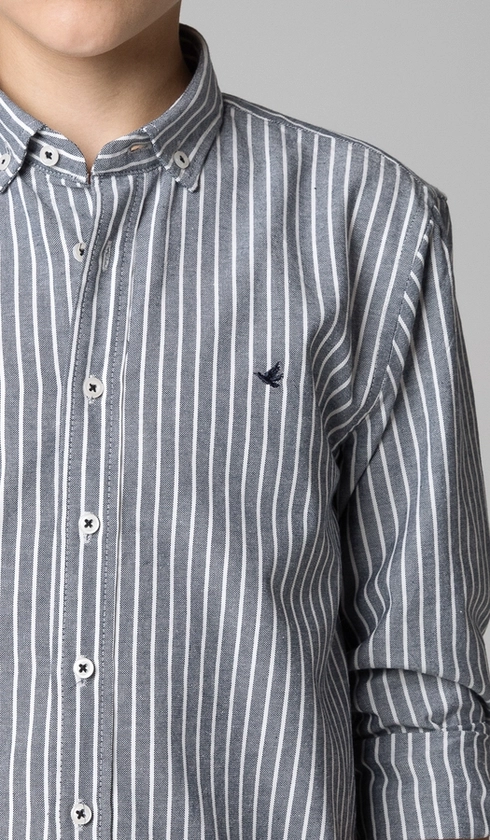 Camisa Manga Longa Listrada Oxford com Bottom Down