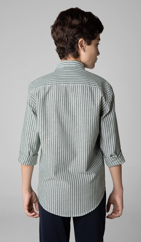 Camisa Manga Longa Listrada Oxford com Bottom Down