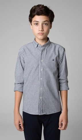 Camisa Manga Longa Listrada Oxford com Bottom Down