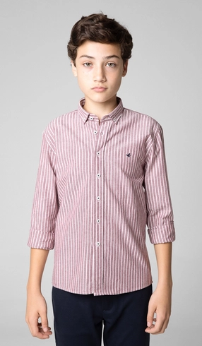 Camisa Manga Longa Listrada Oxford com Bottom Down