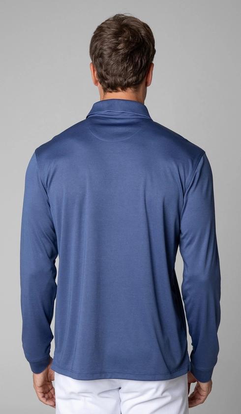 Polo Manga Longa Jet Pima Lisa Gola Jacquard