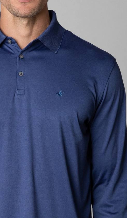 Polo Manga Longa Jet Pima Lisa Gola Jacquard