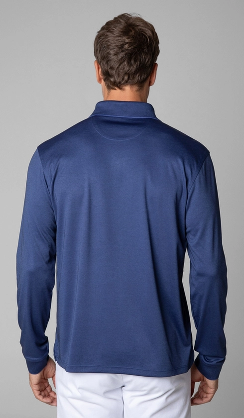 Polo Manga Longa Jet Pima Lisa Gola Jacquard