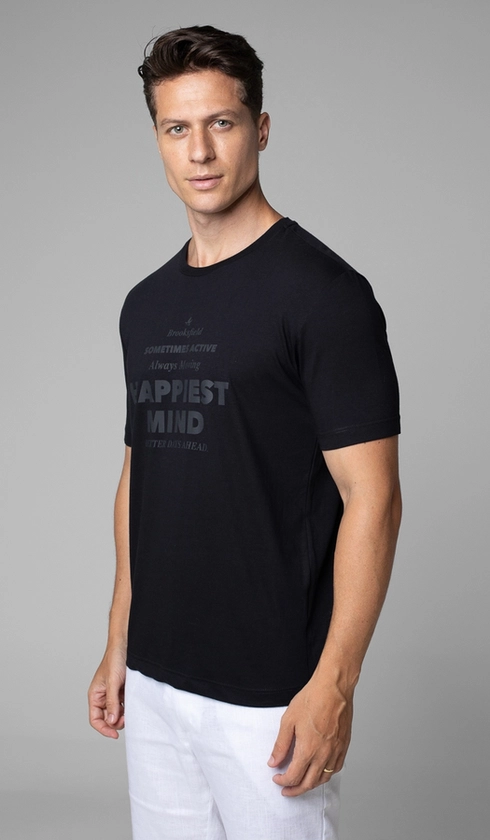 T-Shirt Manga Curta Gola Careca Estampada