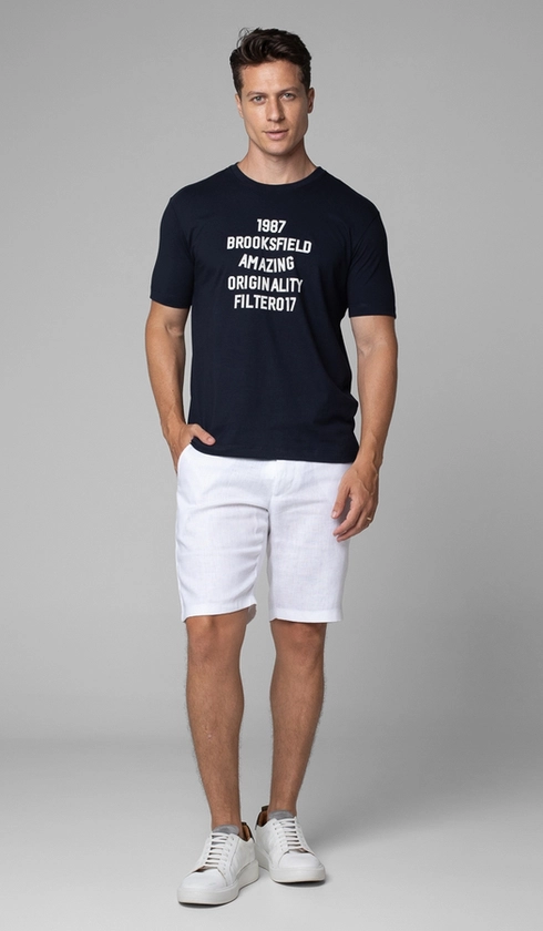 T-Shirt Manga Curta Gola Careca Estampada