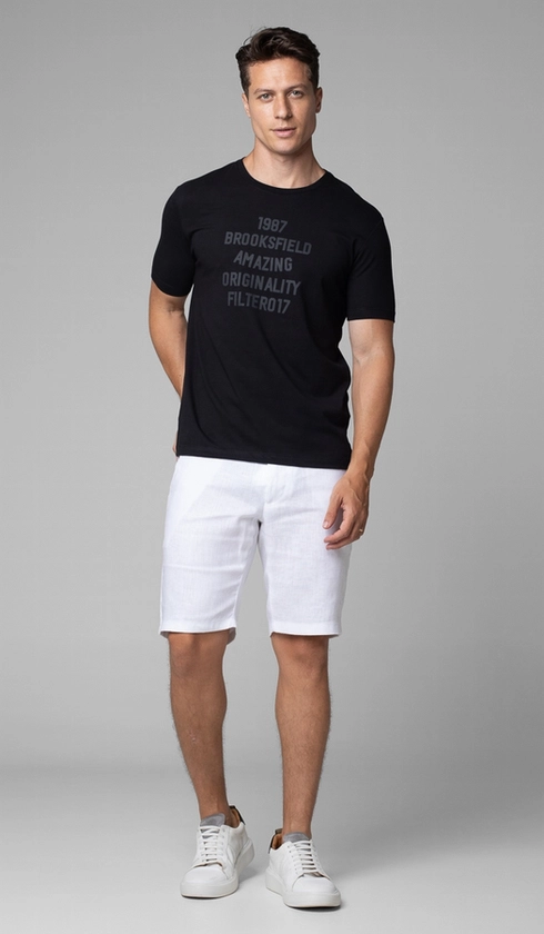 T-Shirt Manga Curta Gola Careca Estampada