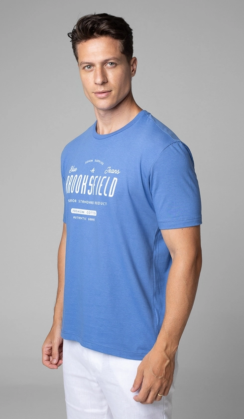 T-Shirt Manga Curta Gola Careca Estampada