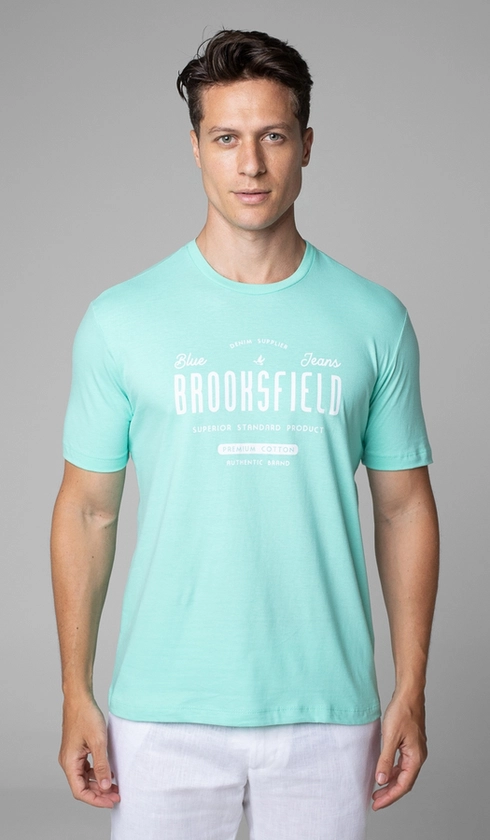T-Shirt Manga Curta Gola Careca Estampada