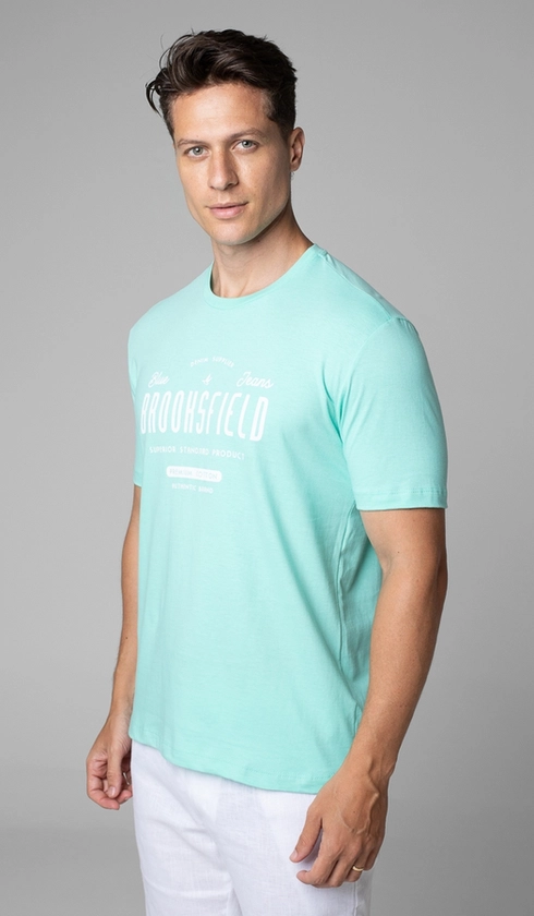 T-Shirt Manga Curta Gola Careca Estampada