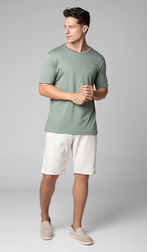 Bermuda Algodão e Linho Mix Bolso Faca