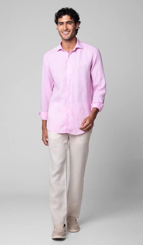 Camisa Manga Longa Linho Lisa