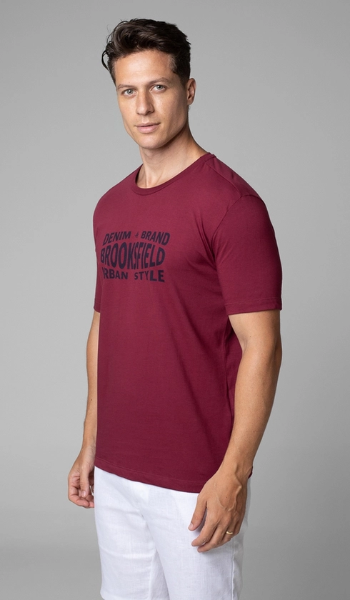T-Shirt Manga Curta Gola Careca Estampada