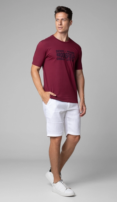 T-Shirt Manga Curta Gola Careca Estampada