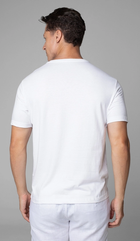 T-Shirt Manga Curta Gola Careca Estampada