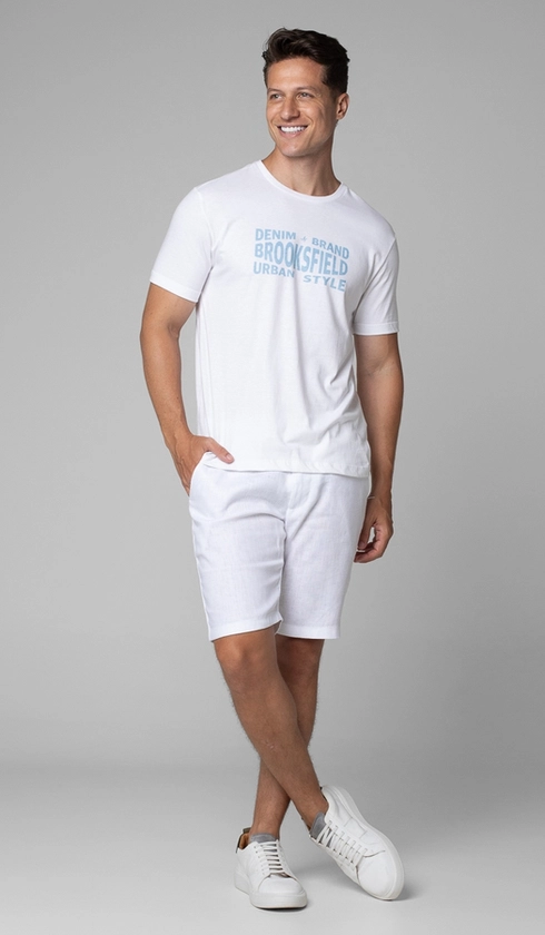 T-Shirt Manga Curta Gola Careca Estampada