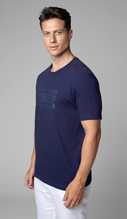 T-Shirt Manga Curta Gola Careca Estampada