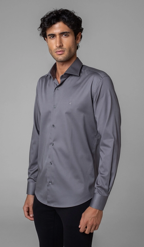 Camisa Manga Longa Slim Cetim