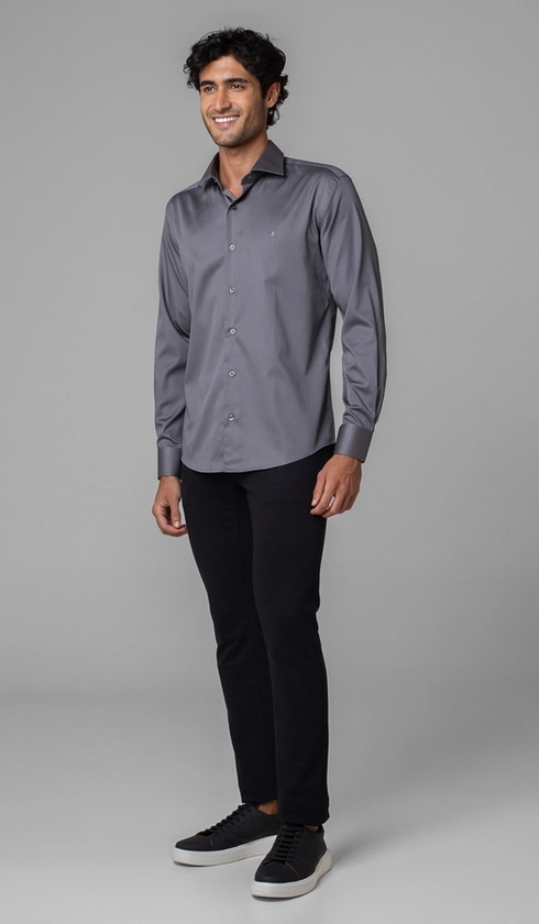 Camisa Manga Longa Slim Cetim