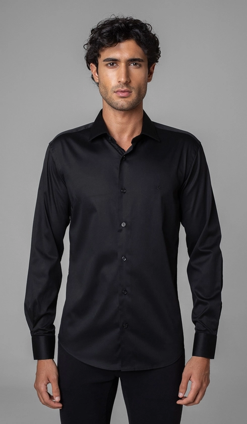 Camisa Manga Longa Slim Cetim
