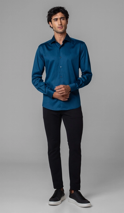 Camisa Manga Longa Slim Cetim