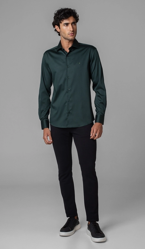 Camisa Manga Longa Slim Cetim