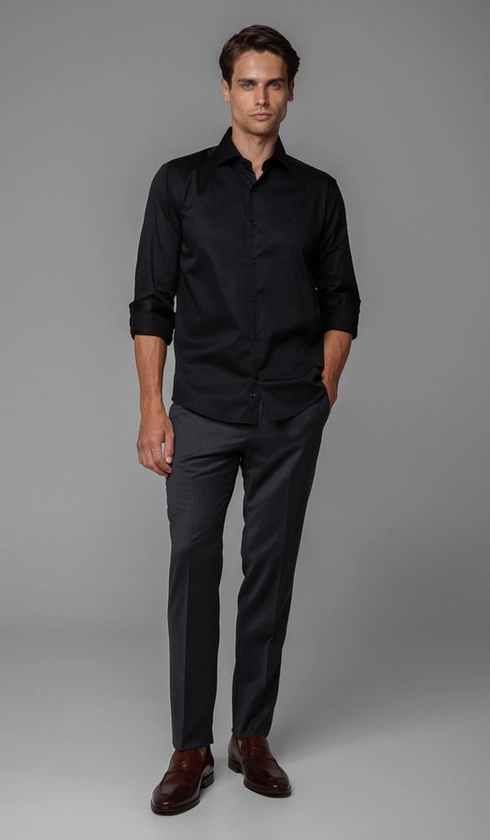 Camisa Manga Longa Slim Cetim