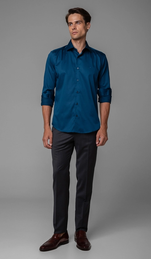 Camisa Manga Longa Slim Cetim