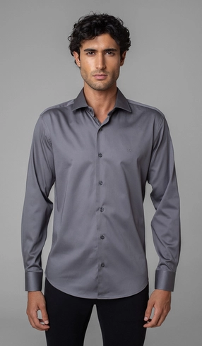Camisa Manga Longa Slim Cetim