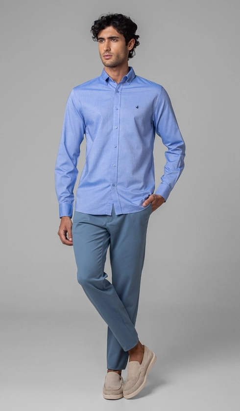 Camisa Manga Longa Lisa Oxford Green