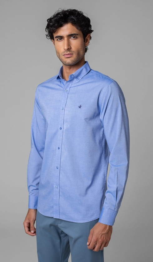 Camisa Manga Longa Lisa Oxford Green