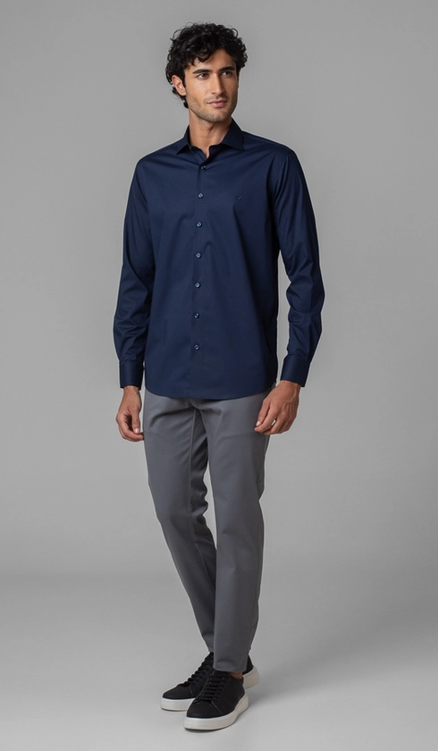 Camisa Manga Longa Slim Lisa Blue