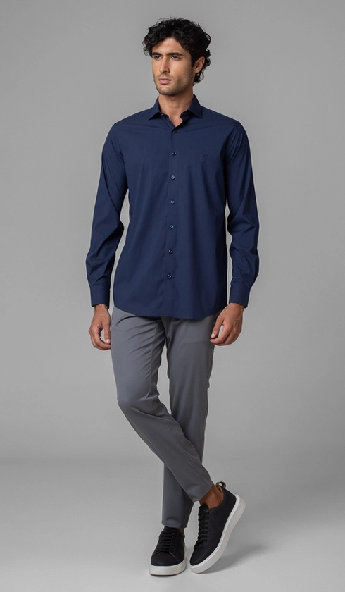 Camisa Manga Longa Slim Lisa Blue