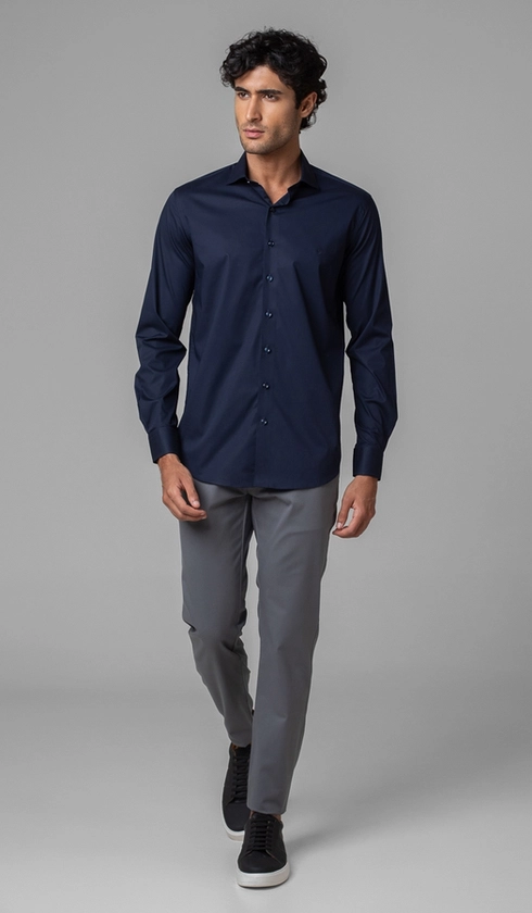 Camisa Manga Longa Slim Lisa Blue