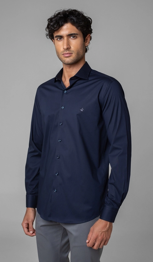 Camisa Manga Longa Slim Lisa Blue