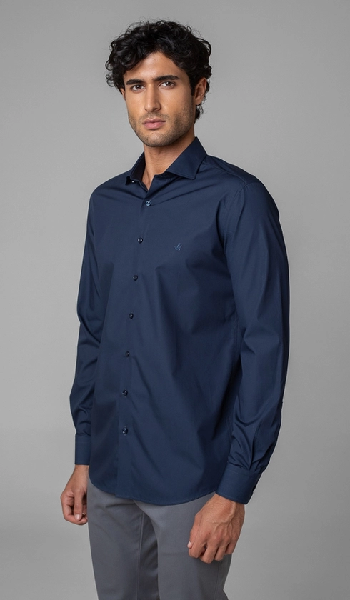 Camisa Manga Longa Slim Lisa Blue