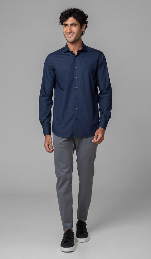 Camisa Manga Longa Slim Lisa Blue