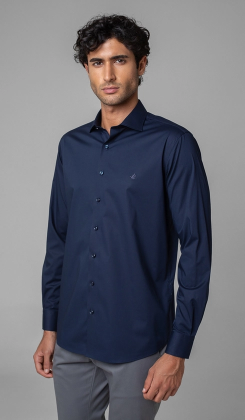 Camisa Manga Longa Slim Lisa Blue