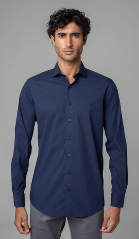 Camisa Manga Longa Slim Lisa Blue